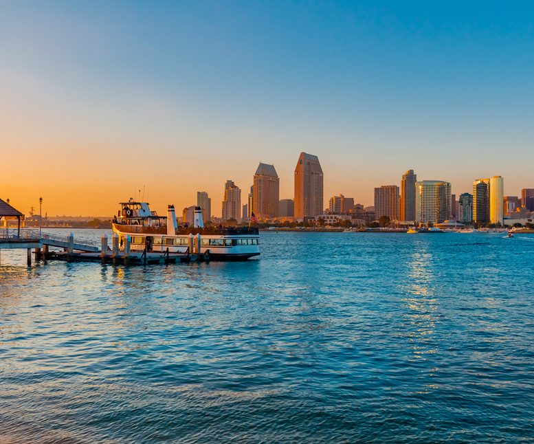 San,Diego,Skyline,Is,In,The,Background,With,The,Ferry